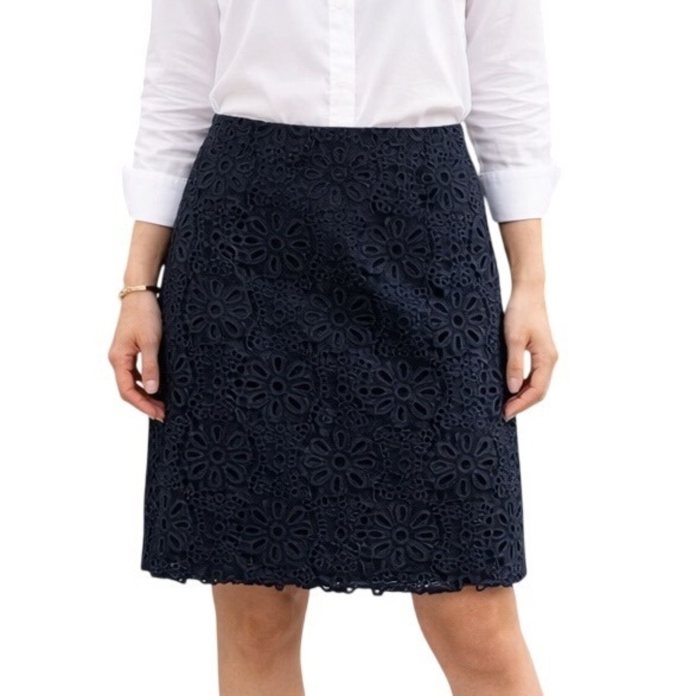 J.‎ Crew Women's Eyelet Crochet Floral Career Retro Cotton Pencil Skirt Size0P